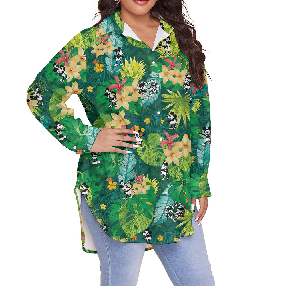 Mickey Minnie Plus Size Aloha Shirt Steamboat Willie