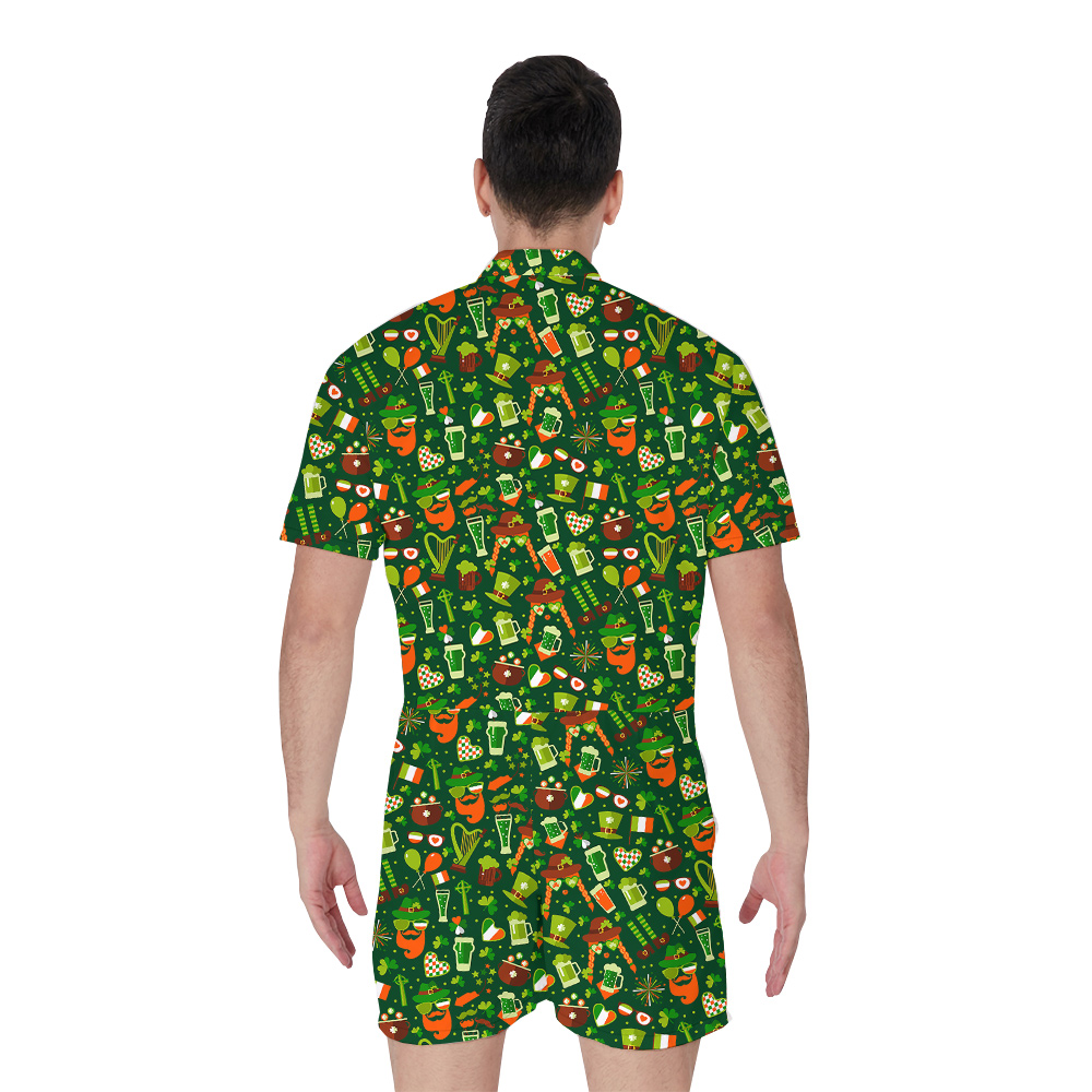 Kiss me Im Irish Paddys Day Hawaiian Men Romper