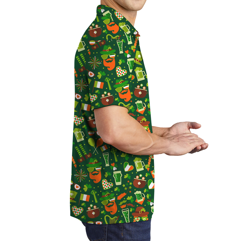 Kiss me Im Irish St Patrick Day Hawaiian Polo Shirt for Men