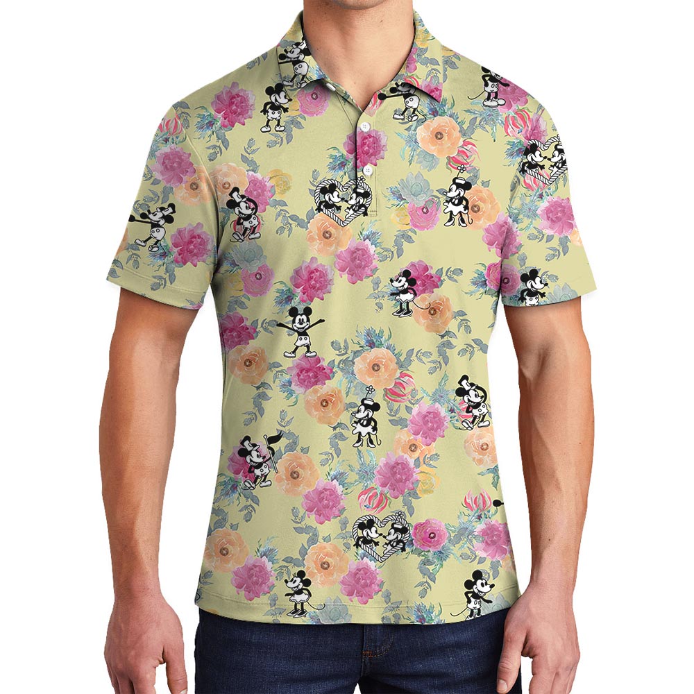 Mickey Mouse Steamboat Willie Men's Hawaiian Polo Shirt - variant image 1