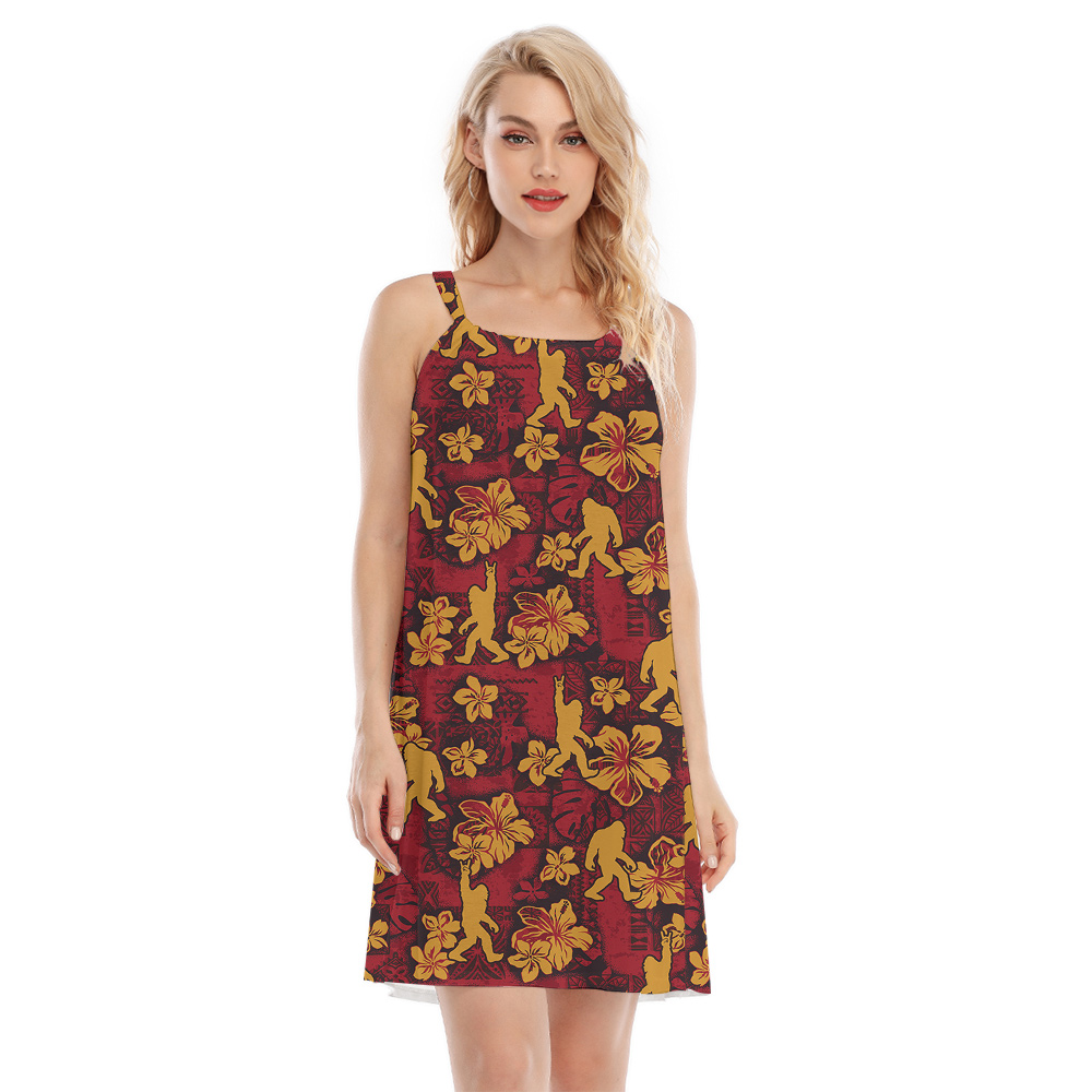 Cool Bigfoot Hibiscus Red Aloha Cami Dress - variant image 1