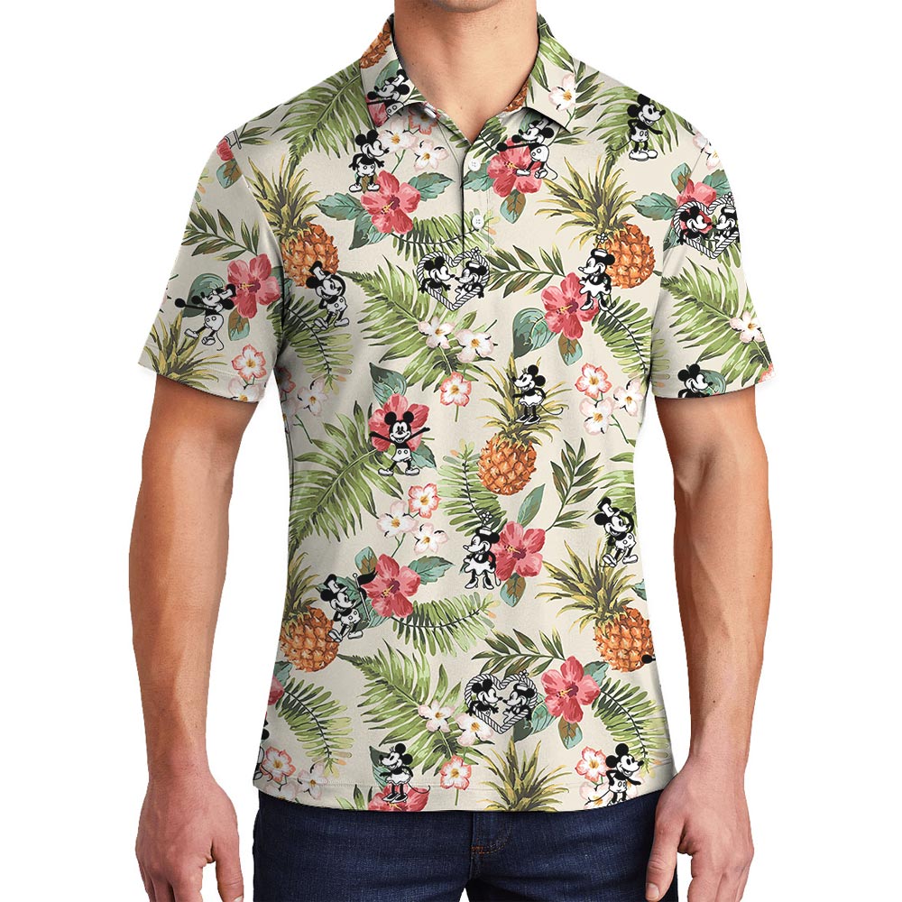 Men's Mickey Minnie Steamboat Willie Tropical Polo Shirt - variant image 1