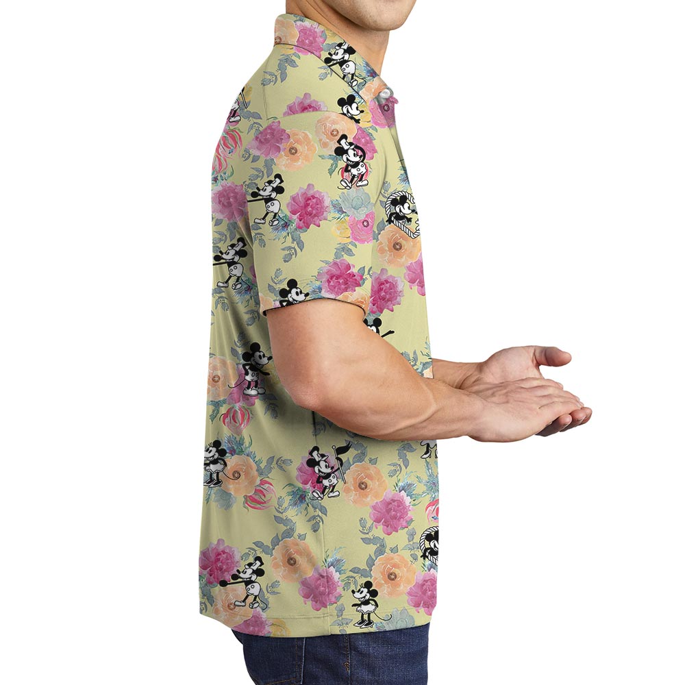 Mickey Mouse Steamboat Willie Men's Hawaiian Polo Shirt