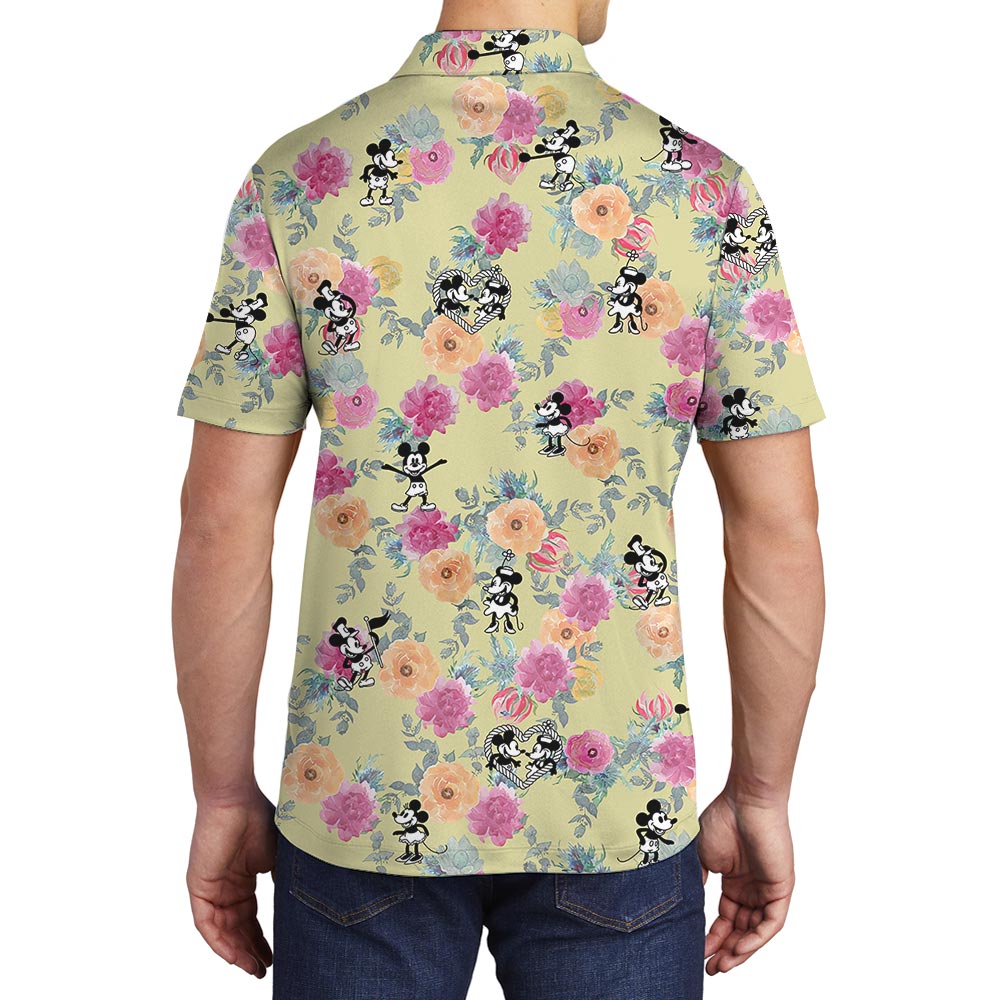 Mickey Mouse Steamboat Willie Men's Hawaiian Polo Shirt