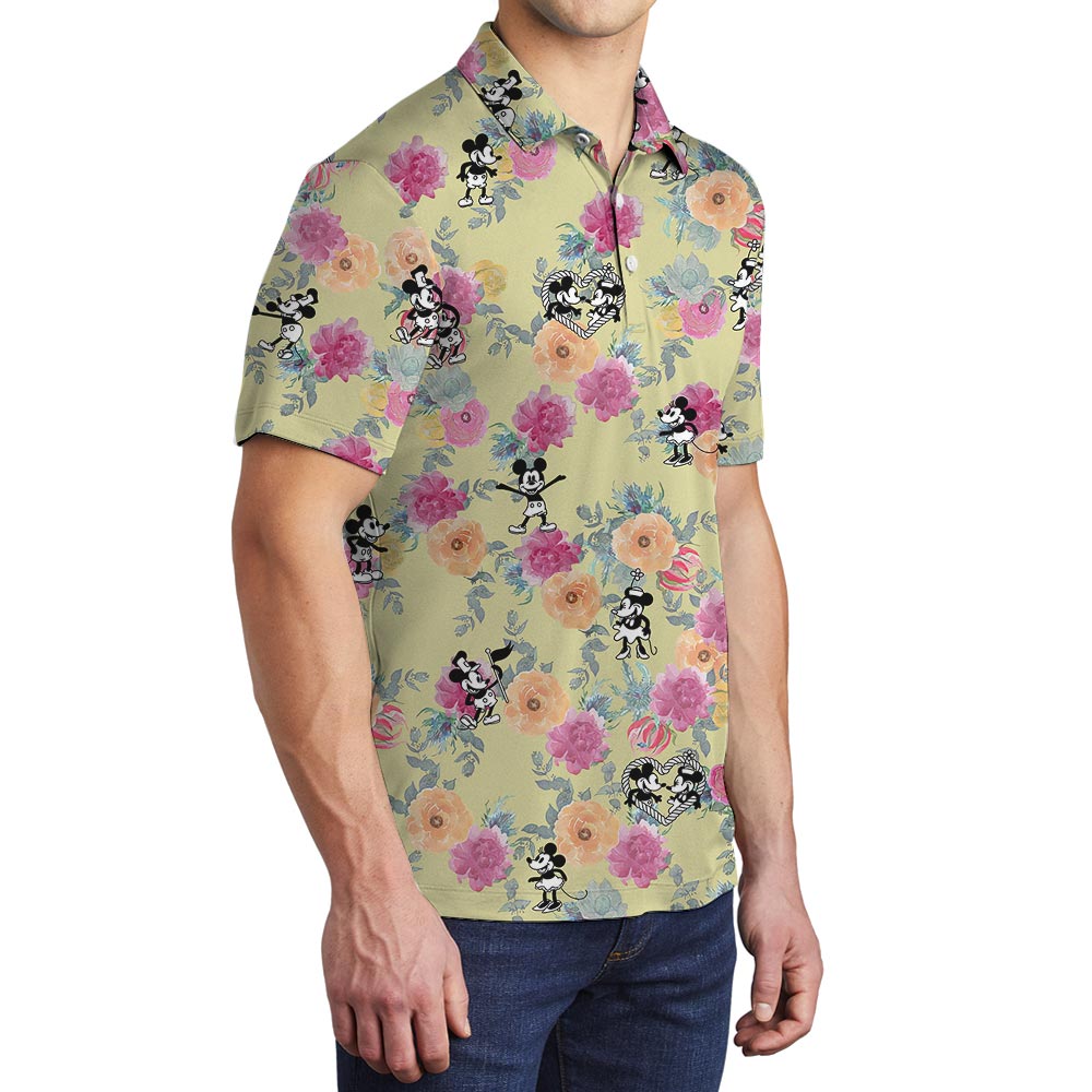 Mickey Mouse Steamboat Willie Men's Hawaiian Polo Shirt
