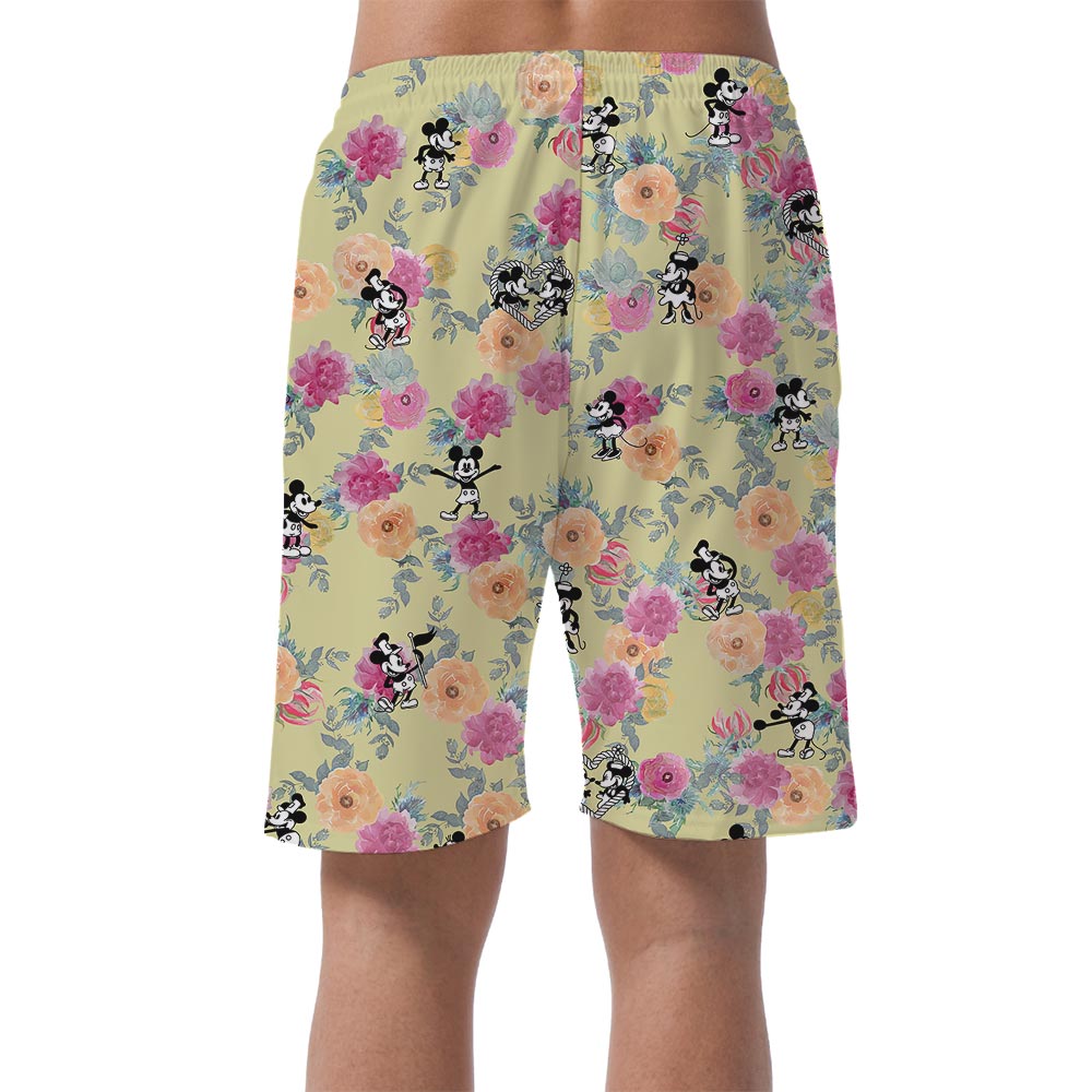 Steamboat Willie Mickey Minnie Beach Shorts For Men