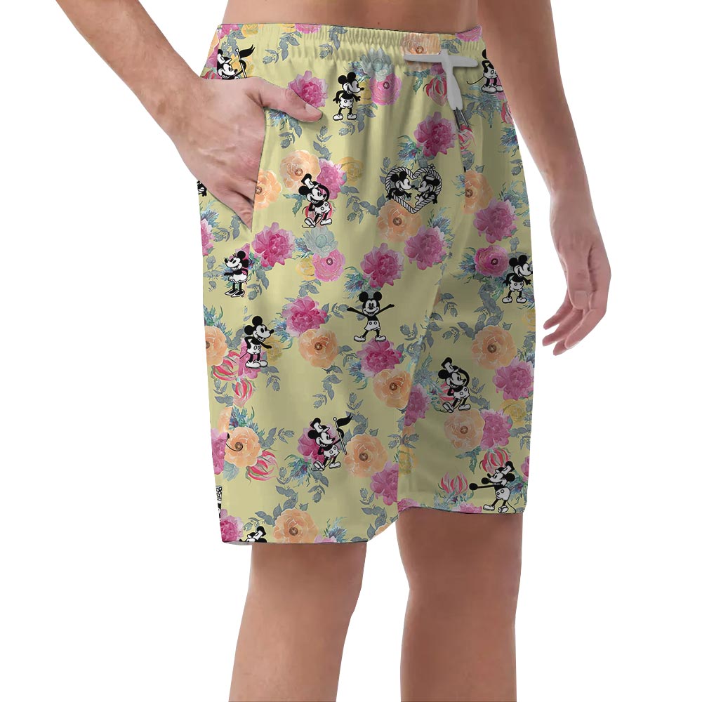 Steamboat Willie Mickey Minnie Beach Shorts For Men
