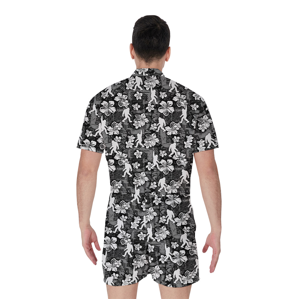 Cool Bigfoot Classic Hibiscus Aloha Romper For Men