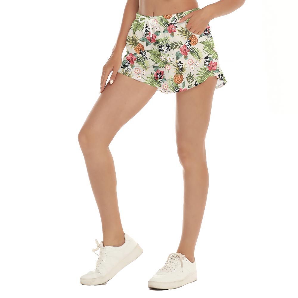 Funny Women's Summer Shorts With Mickey Steamboat Willie
