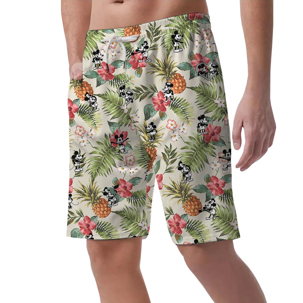 Steamboat Willie Mickey Minnie Mouse Aloha Shorts For Men