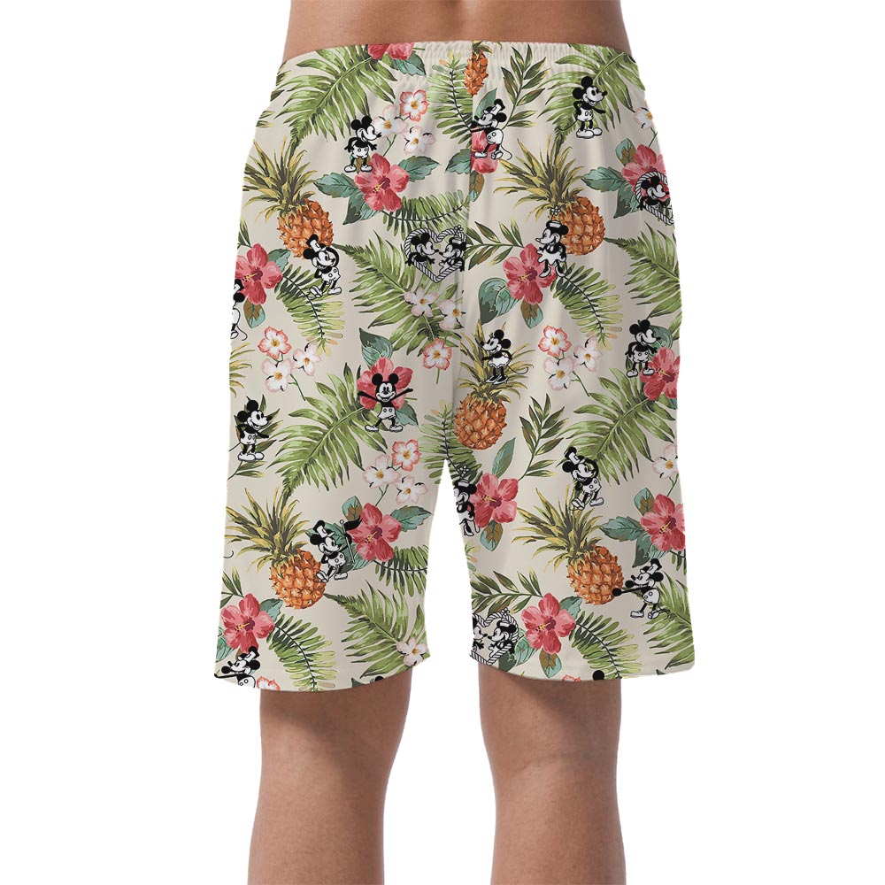 Steamboat Willie Mickey Minnie Mouse Aloha Shorts For Men