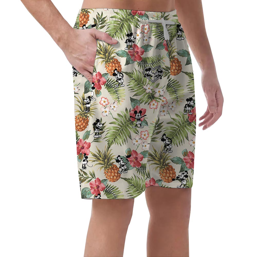 Steamboat Willie Mickey Minnie Mouse Aloha Shorts For Men