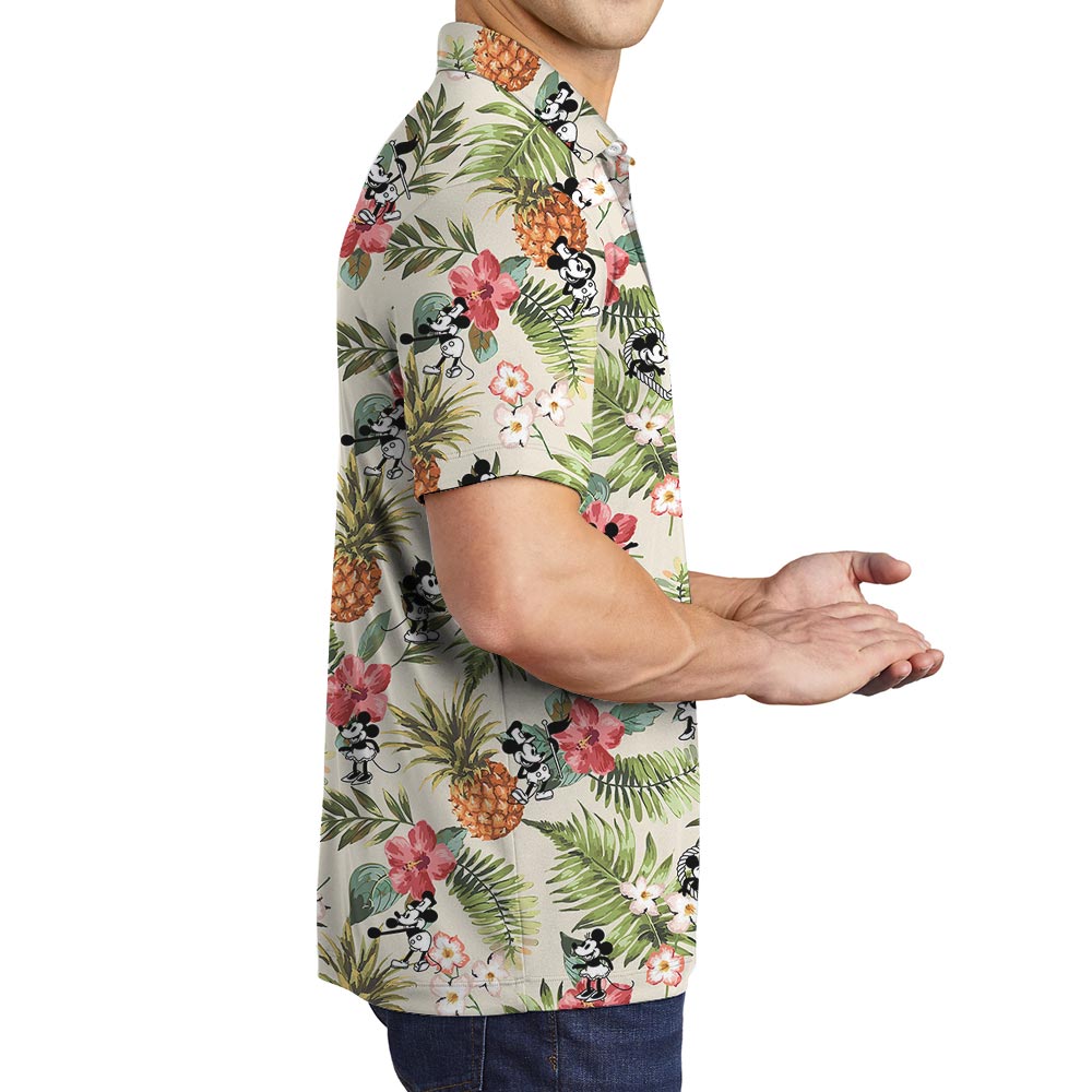 Men's Mickey Minnie Steamboat Willie Tropical Polo Shirt