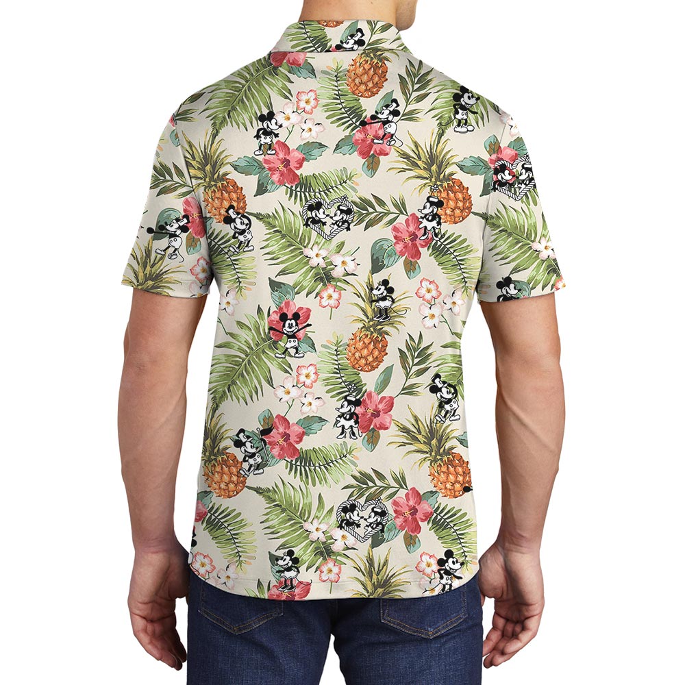 Men's Mickey Minnie Steamboat Willie Tropical Polo Shirt