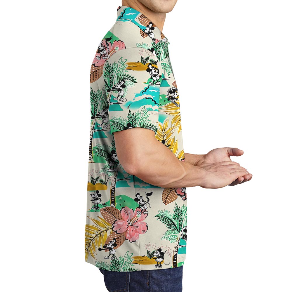 Cool Mickey Mouse Steamboat Willie Hawaiian Polo Shirt Men