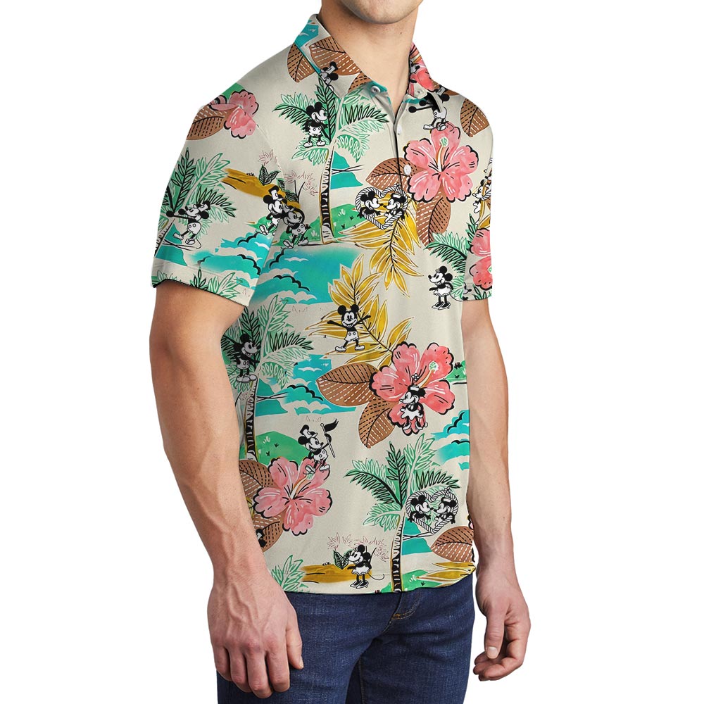 Cool Mickey Mouse Steamboat Willie Hawaiian Polo Shirt Men