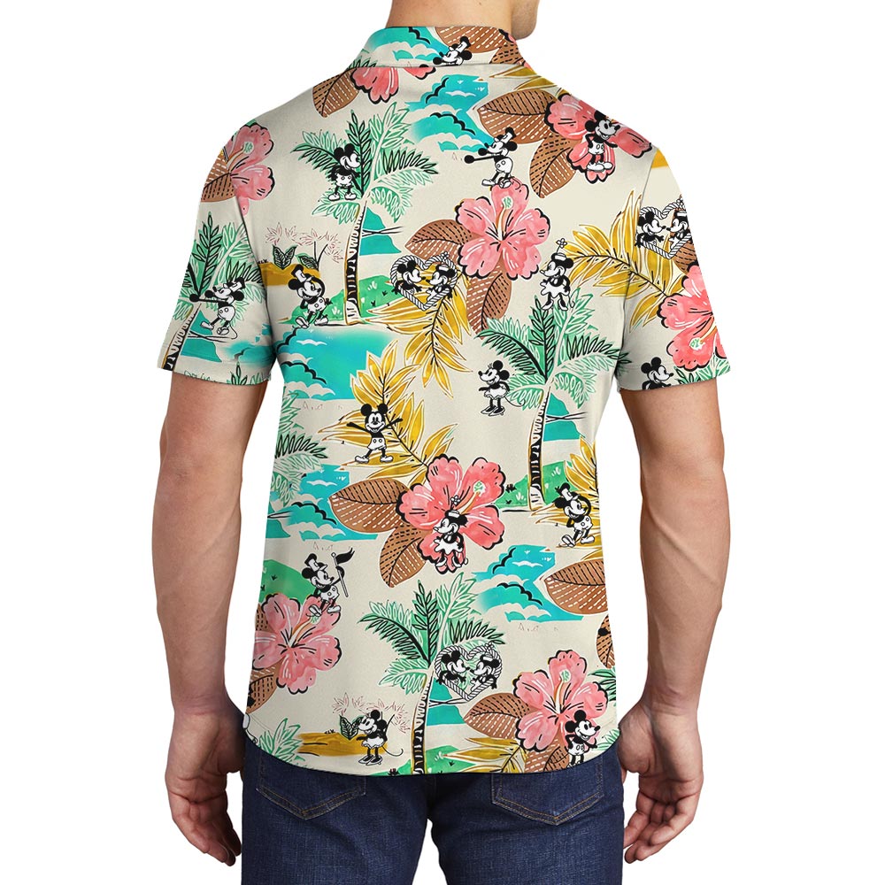 Cool Mickey Mouse Steamboat Willie Hawaiian Polo Shirt Men
