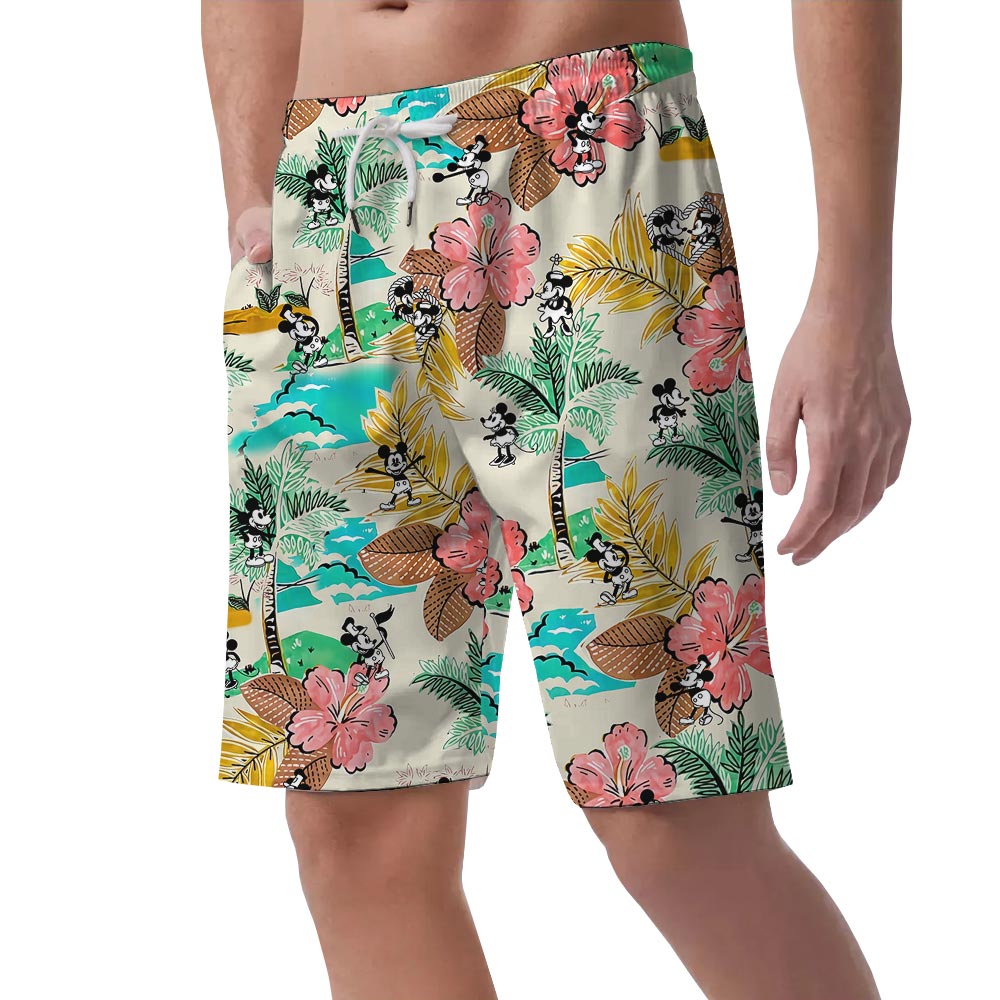 Funny Mickey Mouse Men's Summer Shorts Steamboat Willie