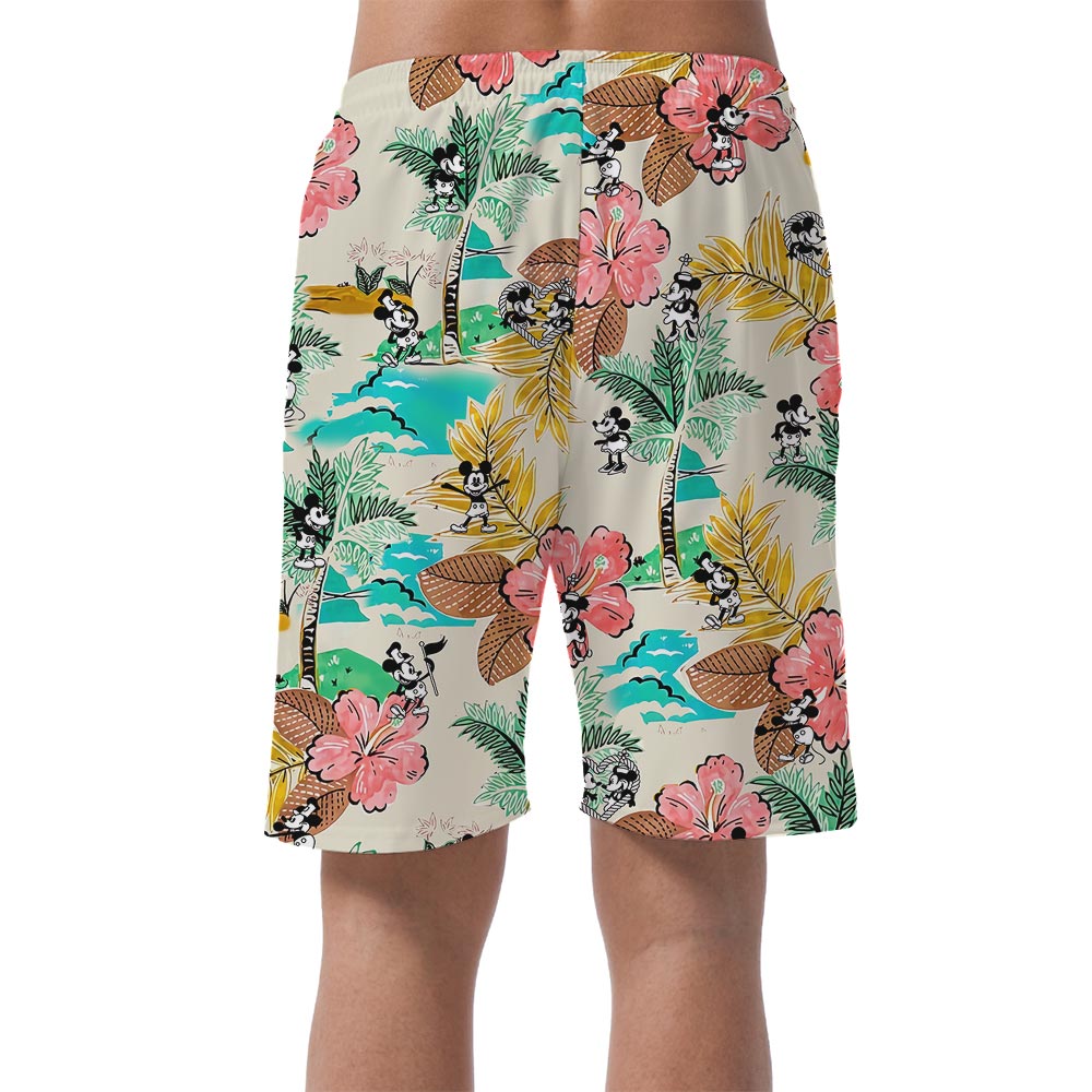 Funny Mickey Mouse Men's Summer Shorts Steamboat Willie
