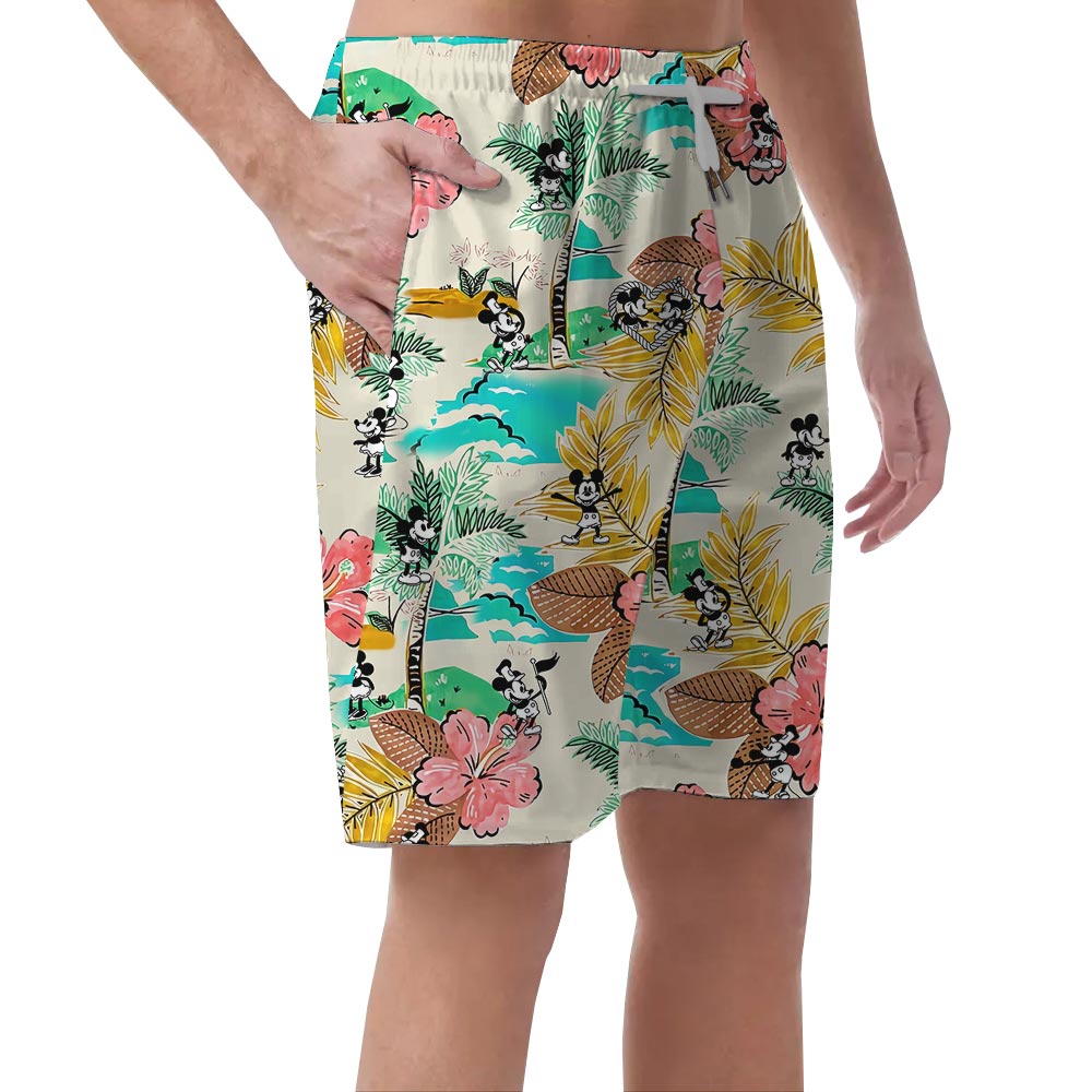 Funny Mickey Mouse Men's Summer Shorts Steamboat Willie