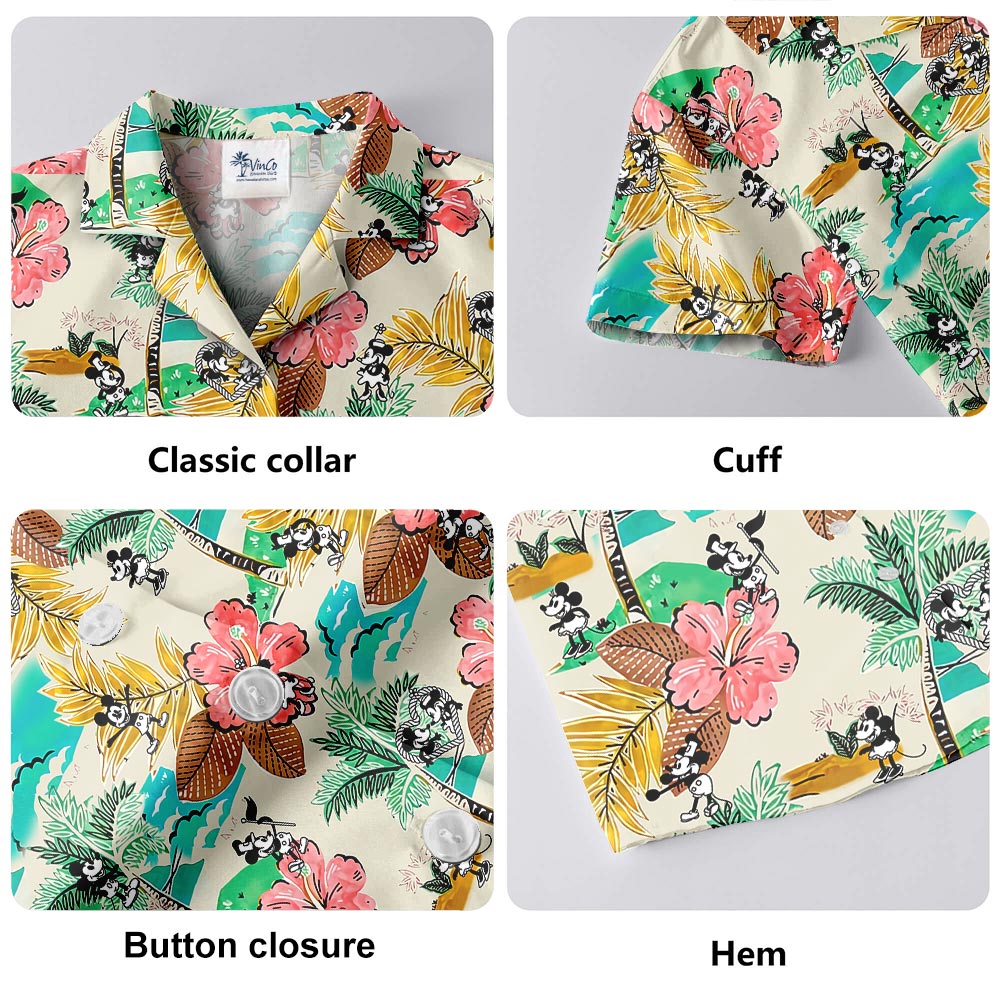 Steamboat Willie Mickey Minnie Flower Hawaiian Shirt For Men