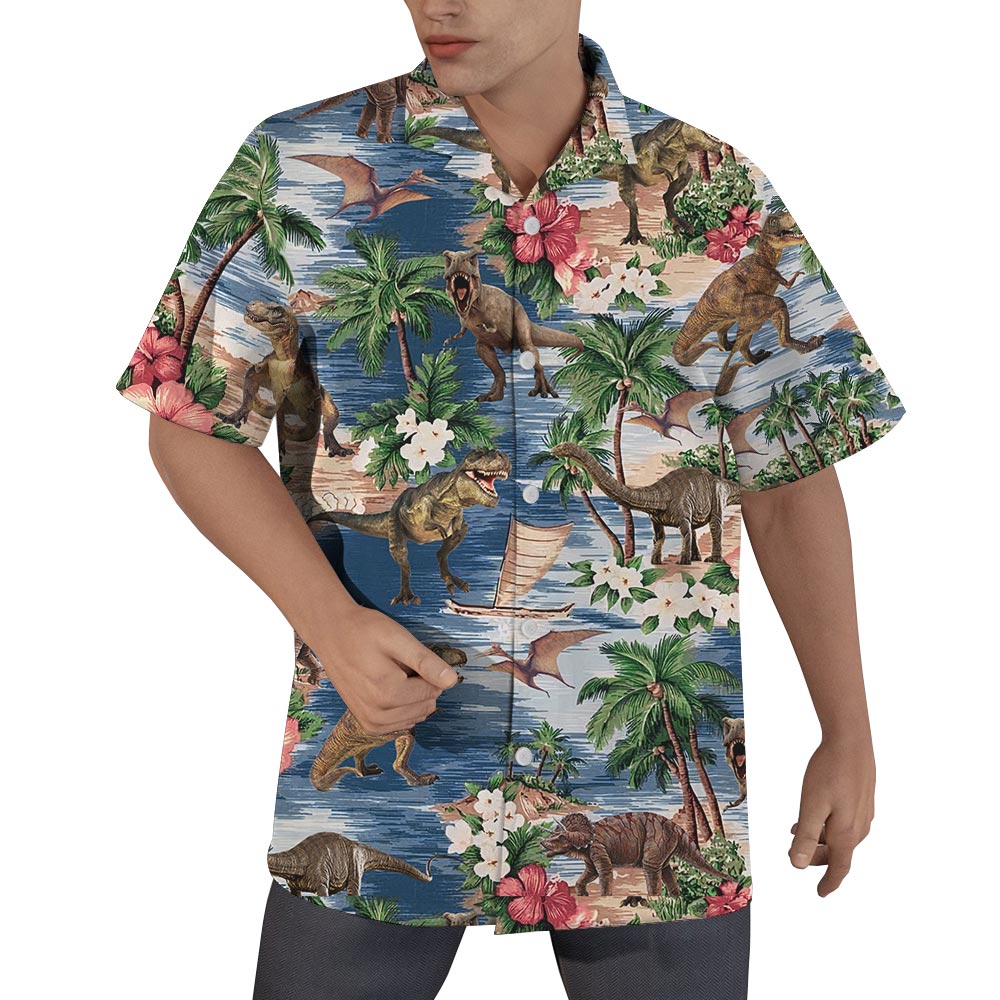 Dinosaur Print Hawaiian Shirt Men - variant image 1