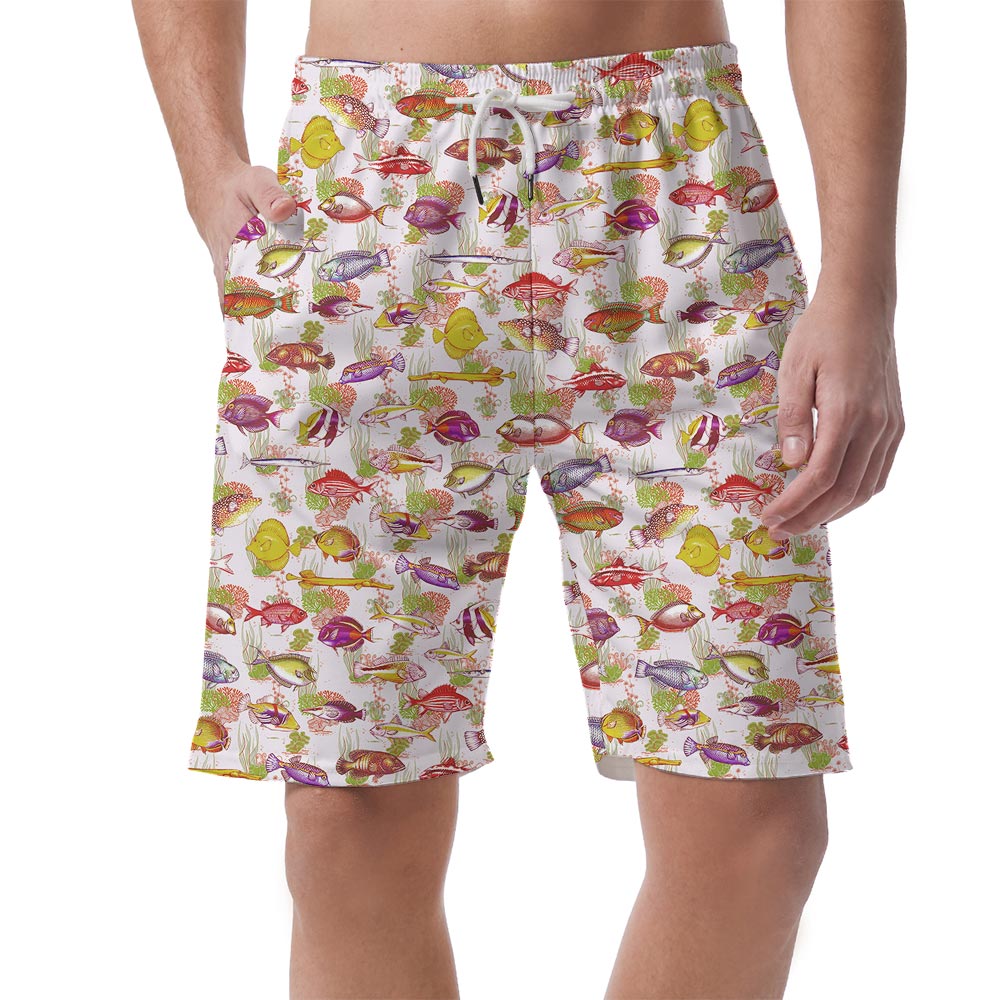 Sea Life Print On Hawaiian Shorts Men - variant image 1