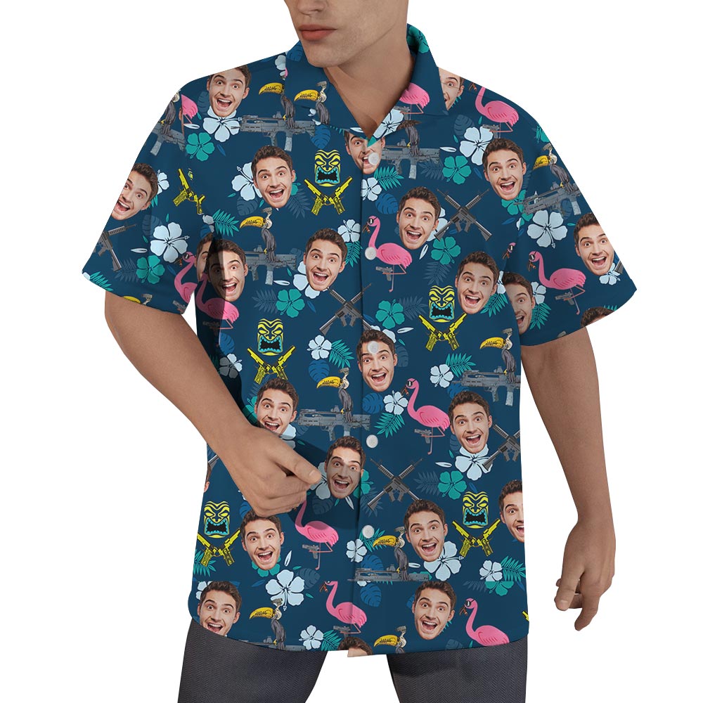 Flamingo Custom Face Matching Hawaiian Shirt Men - variant image 1