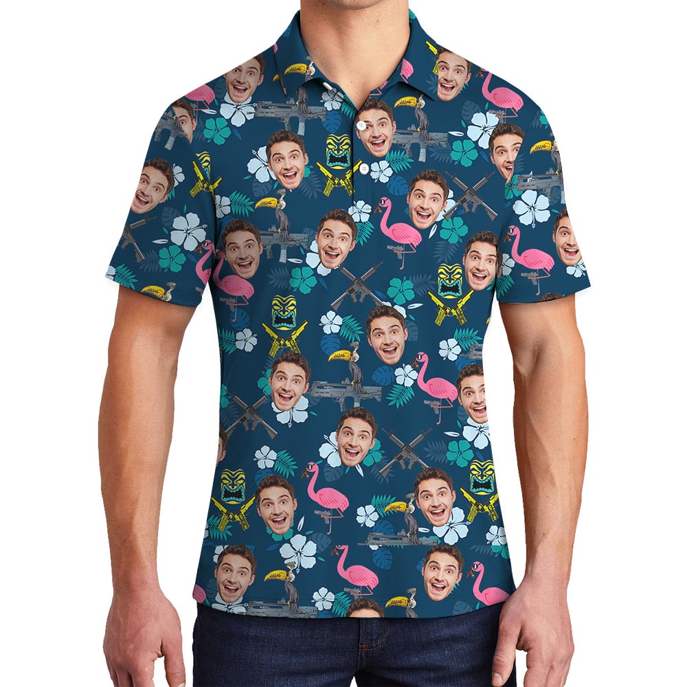 Hawaiian Custom Polo Men With Flamingo Pattern - variant image 1