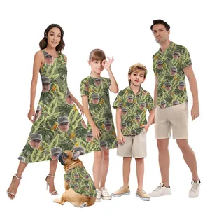 Custom Face Military Theme Matching Family Hawaiian Outfits