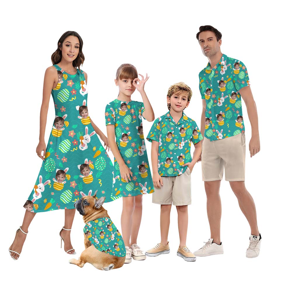 Personalized Face Easter Bunny Matching Hawaiian Shirt For Family And Dog - variant image 1