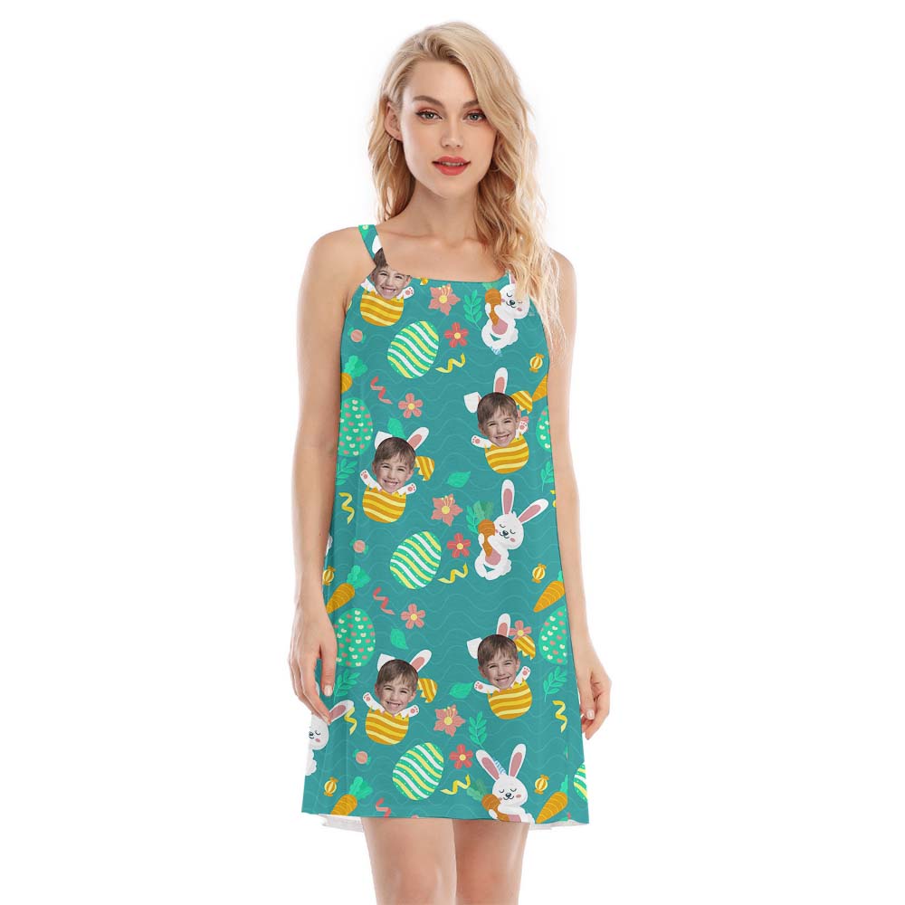 Made-to-Order Festive Bunny Face Easter Cami Dress For Women - variant image 1