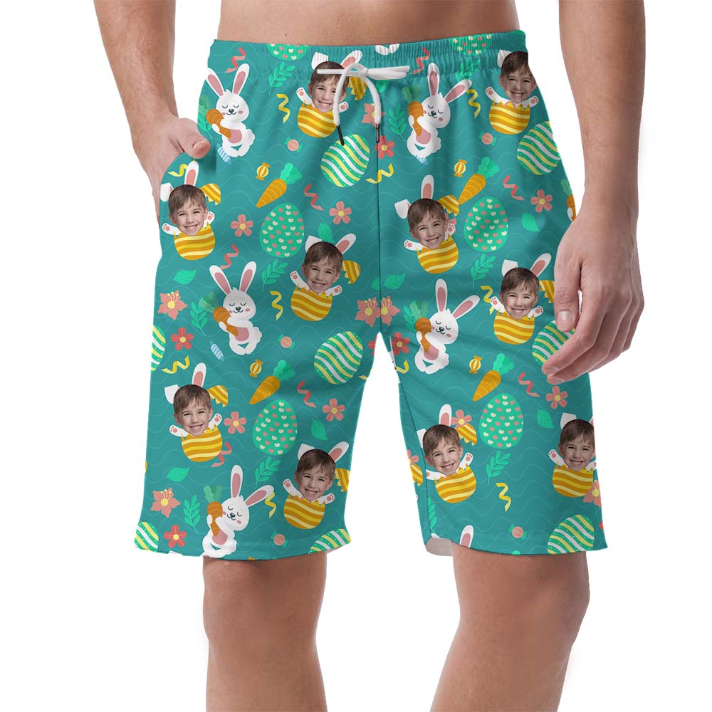 Custom Photo Bunny Egg Aloha Men's Shorts - variant image 1
