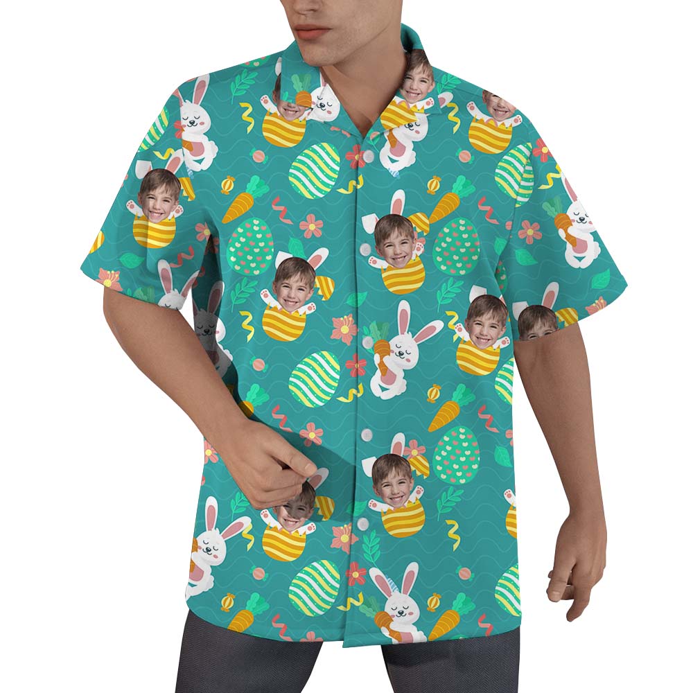 Custom Face Bunny Eggs Hawaiian Shirt - variant image 1