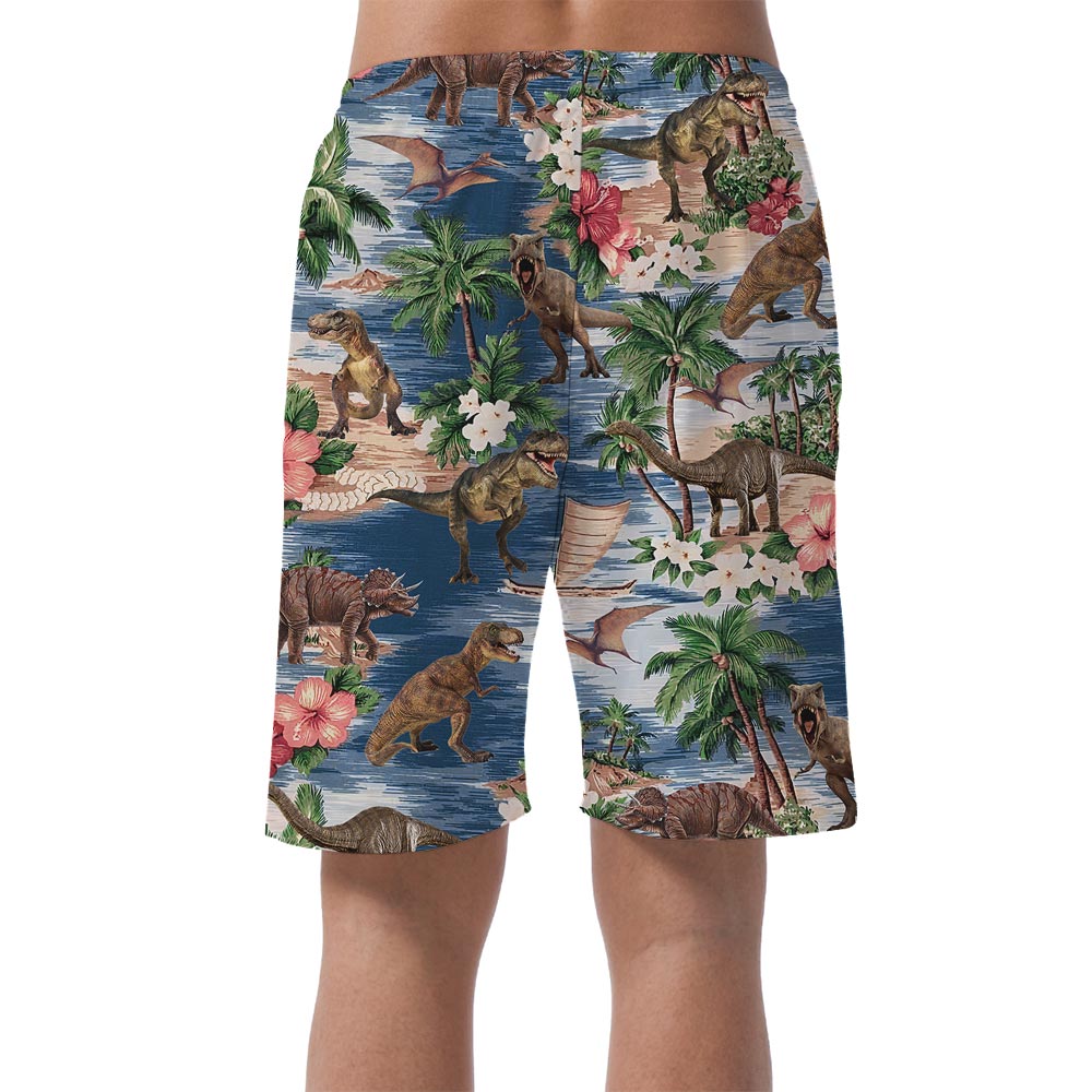 Dinosaur Pattern Hawaiian Shorts Men