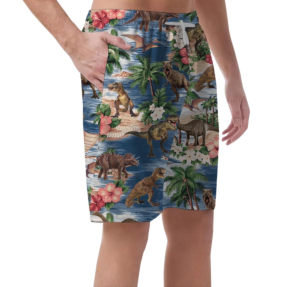 Dinosaur Pattern Hawaiian Shorts Men