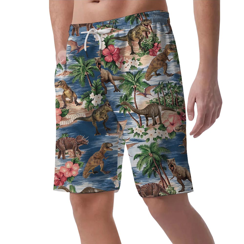 Dinosaur Pattern Hawaiian Shorts Men