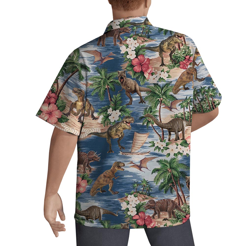 Dinosaur Print Hawaiian Shirt Men