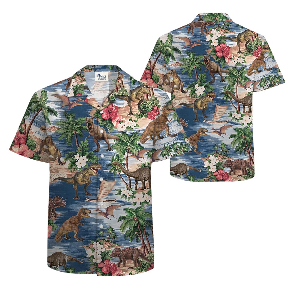 Dinosaur Print Hawaiian Shirt Men