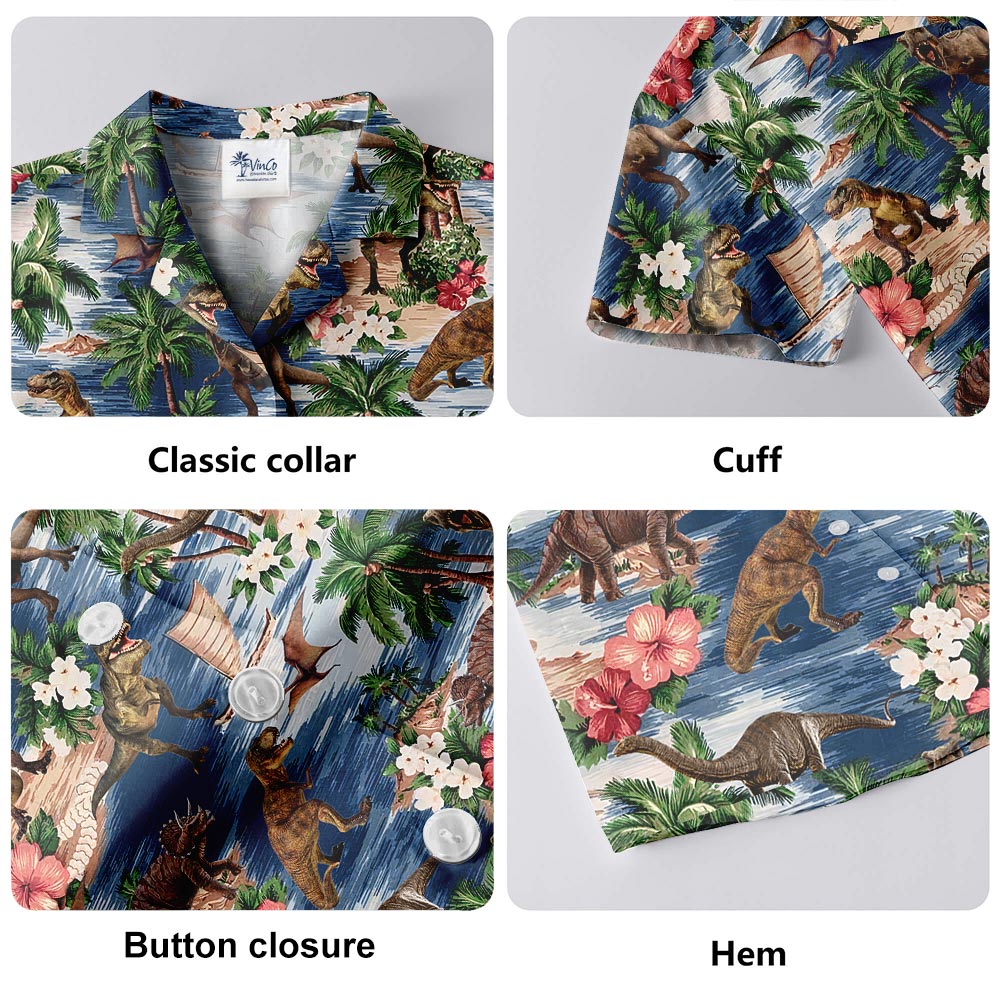 Dinosaur Print Hawaiian Shirt Men