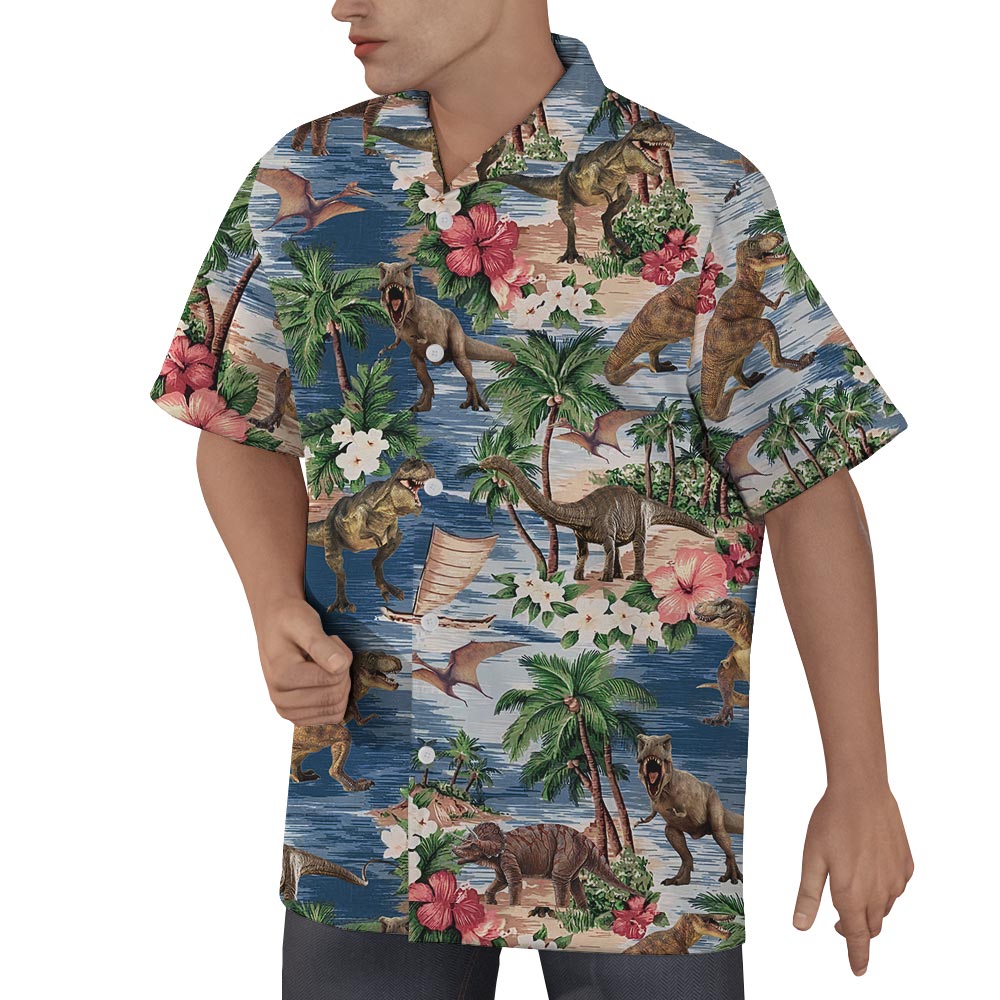 Dinosaur Print Hawaiian Shirt Men