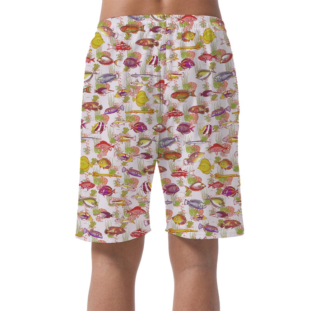 Sea Life Print On Hawaiian Shorts Men