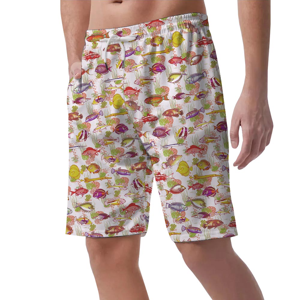Sea Life Print On Hawaiian Shorts Men