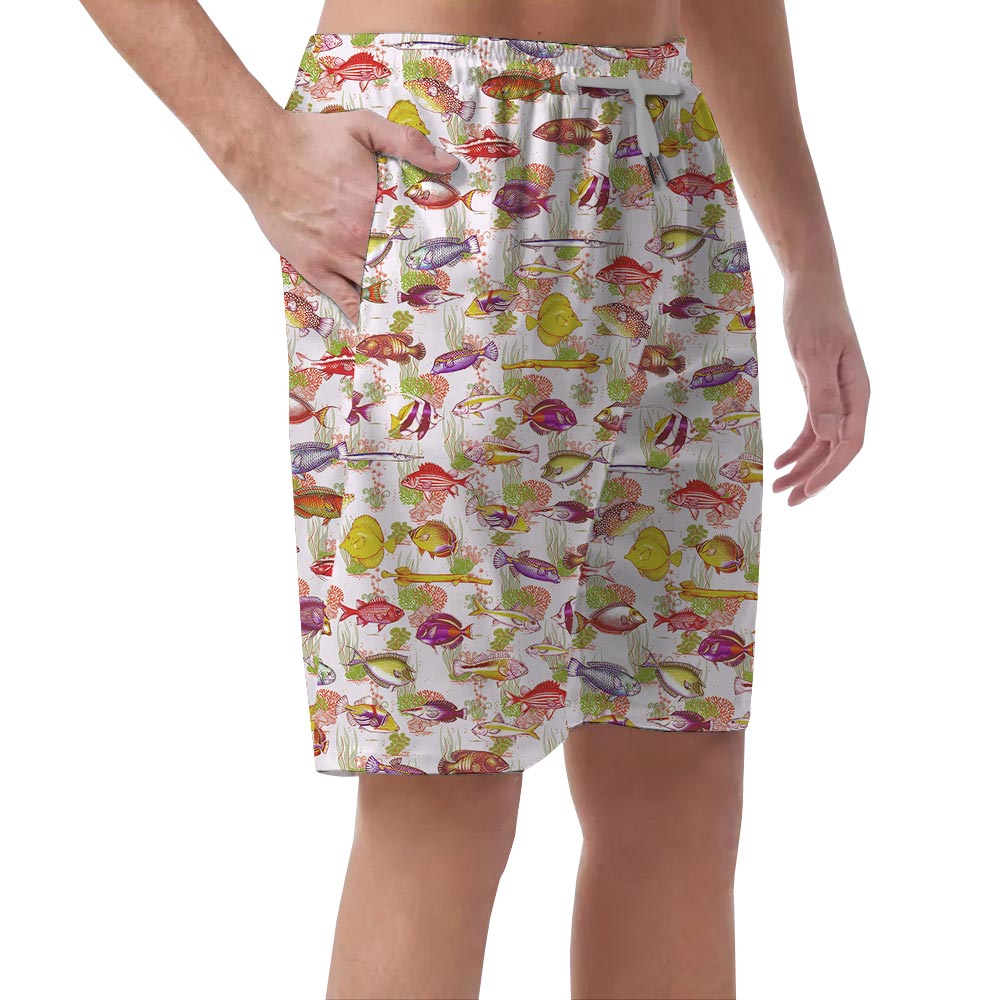 Sea Life Print On Hawaiian Shorts Men