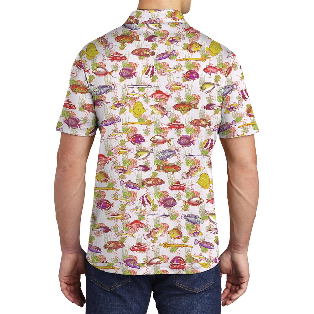 Hawaiian Seashell Print Polo Men