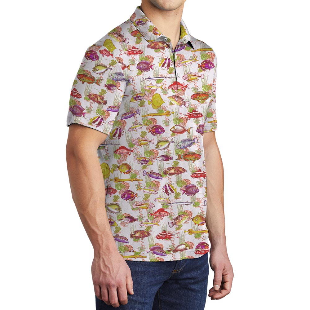 Hawaiian Seashell Print Polo Men