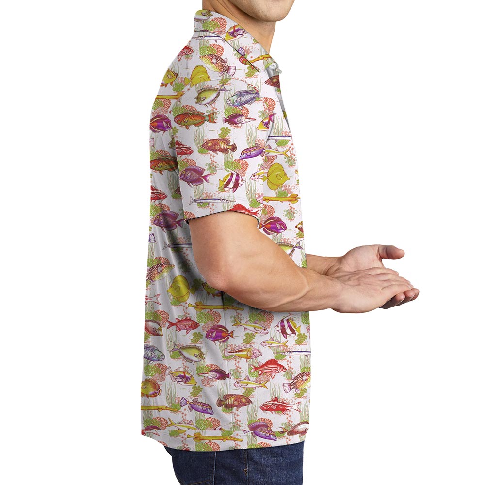 Hawaiian Seashell Print Polo Men