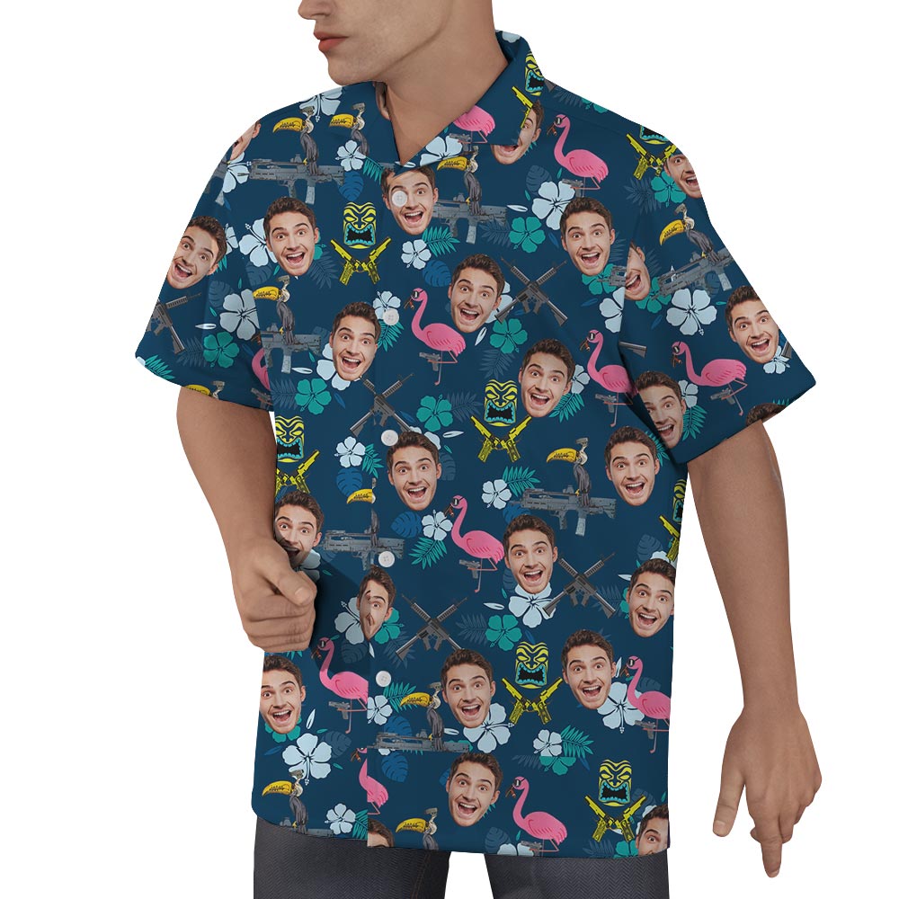 Flamingo Custom Face Matching Hawaiian Shirt Men