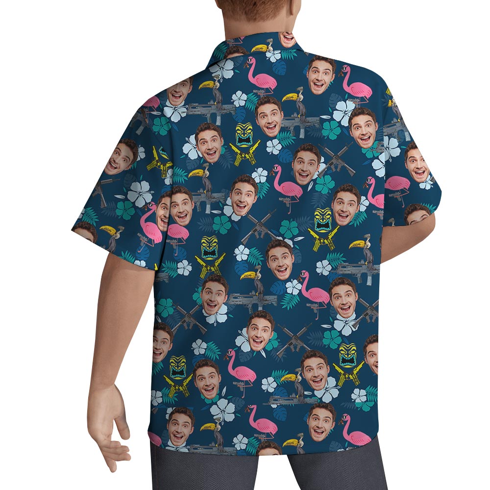 Flamingo Custom Face Matching Hawaiian Shirt Men