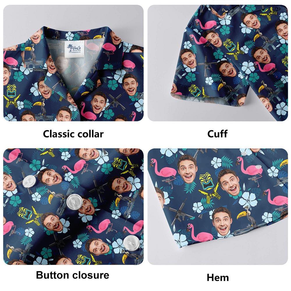 Flamingo Custom Face Matching Hawaiian Shirt Men
